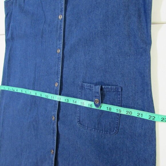 Talbots Vintage 100% Cotton Denim Button Down Tank Dress Size 14 - Picture 13 of 16